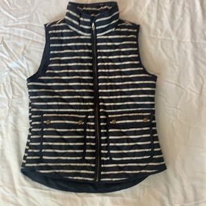 British Khaki Vest- navy and white stripes